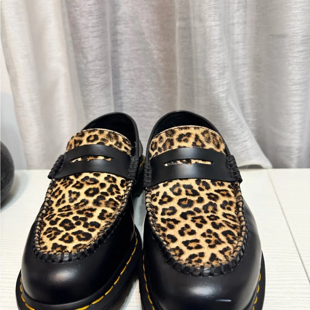 Dr. Martens Black and Leopard Print Loafers - Picture 6 of 12